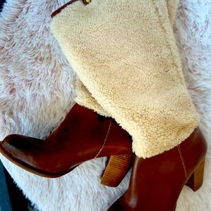 Ugg Ava Shearling Leather Knee Boots in Brown size 8.5